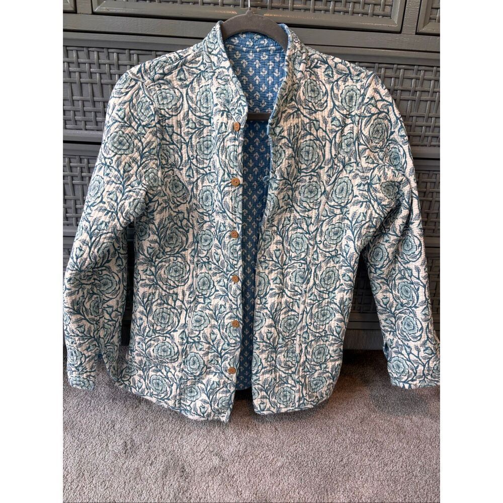 NWOT Boutique reversible quilted jacket, Med $128 cottagecore coastal - Picture 2 of 9